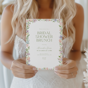 Easter Floral Spring Bridal Shower Brunch Invitation L106