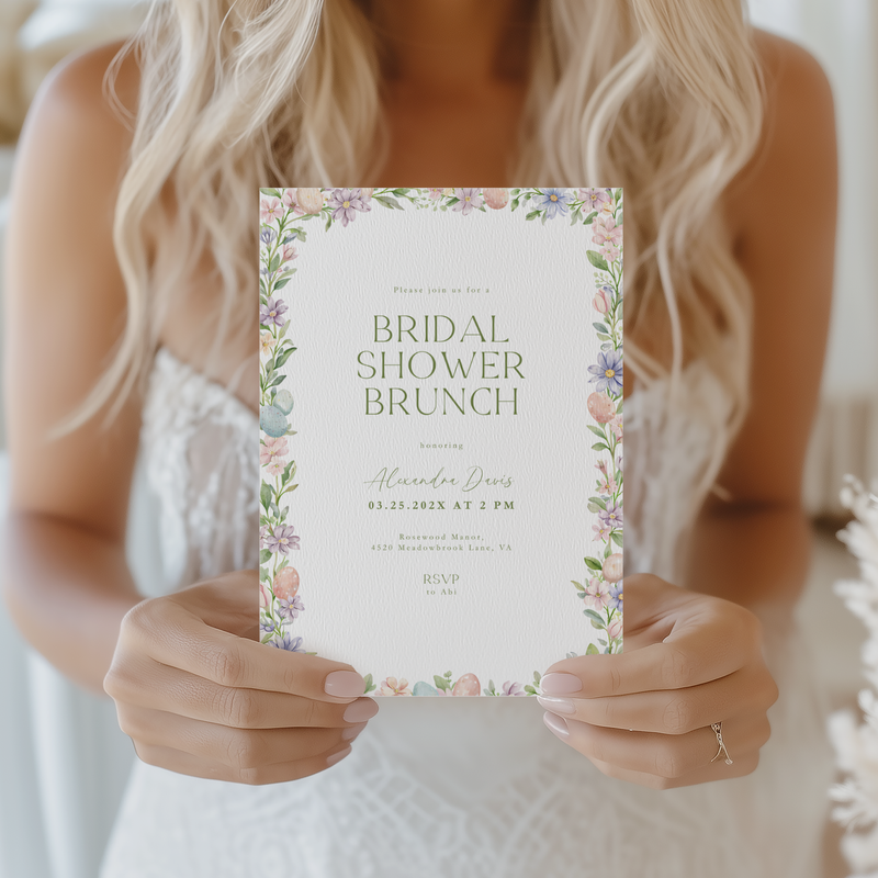 Easter Floral Spring Bridal Shower Brunch Invitation L106