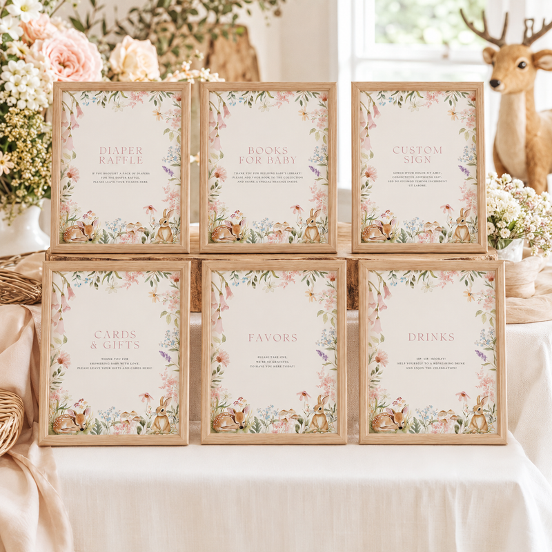 Floral Woodland Baby Shower Bundle with Deer and Bunny BS188