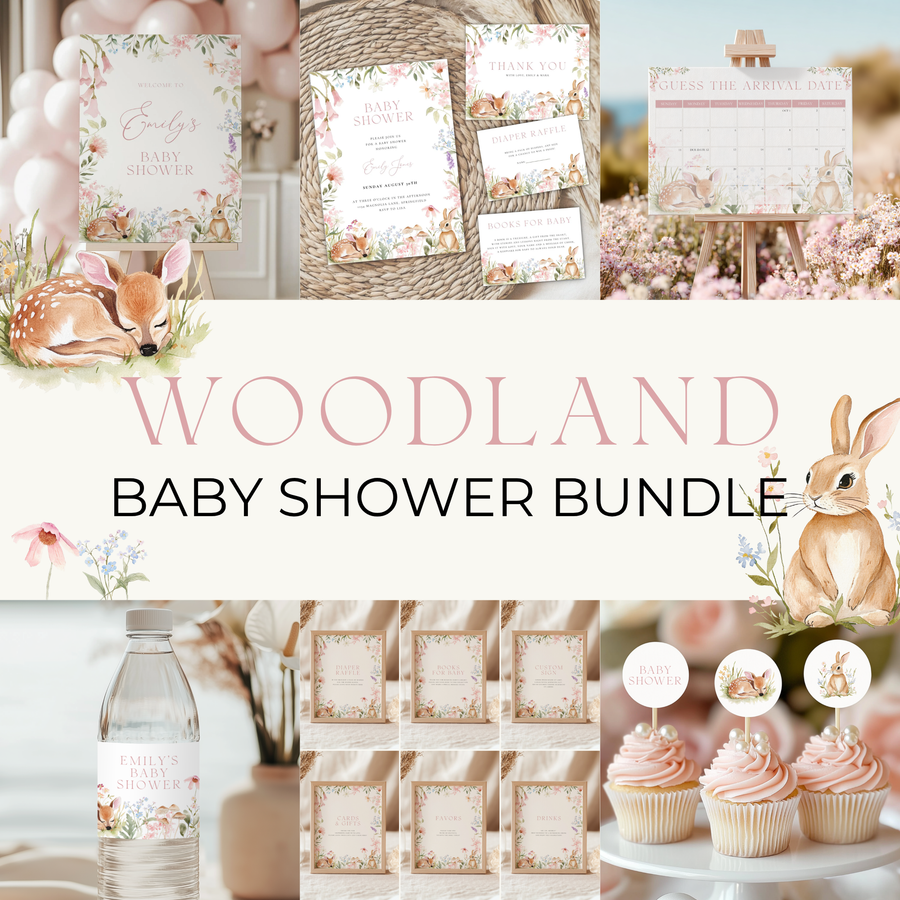 Floral Woodland Baby Shower Bundle with Deer and Bunny BS188