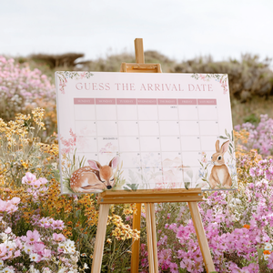 Floral Woodland Baby Shower Game Sign - Guess The Arrival Date BS188