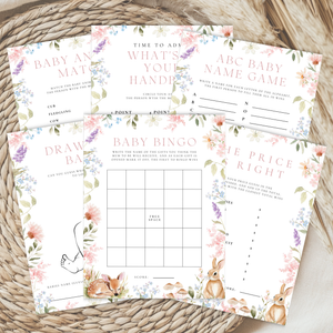 Floral Woodland Baby Shower Games Bundle BS188