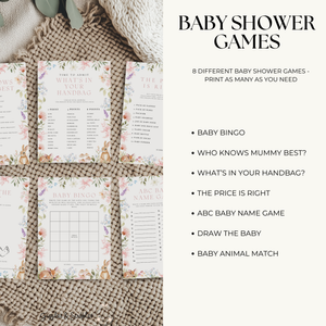 Floral Woodland Baby Shower Games Bundle BS188