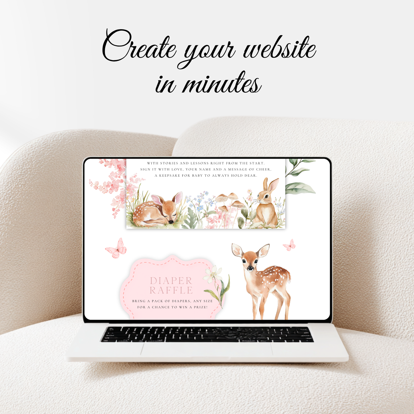 Floral Woodland Baby Shower Website Template - Editable RSVP Website BS188