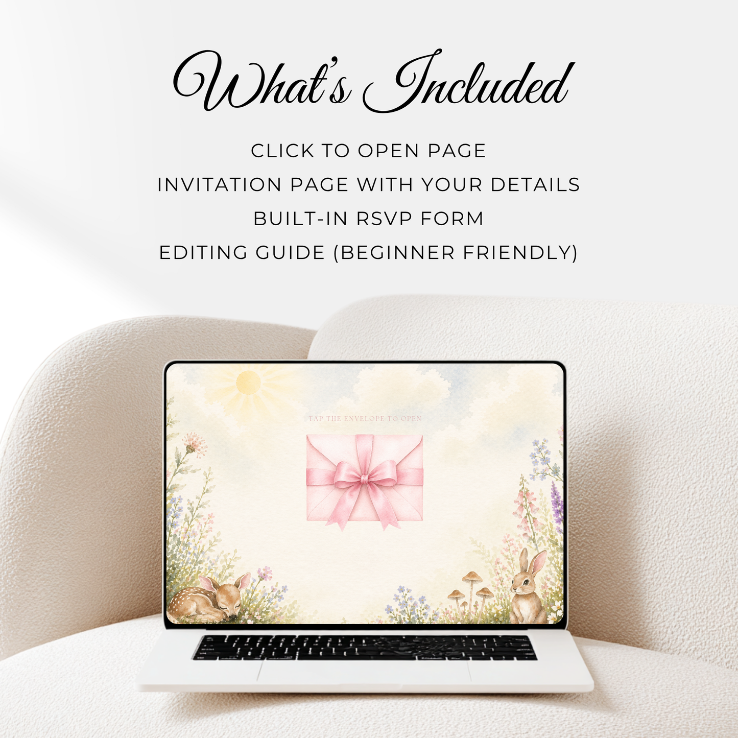 Floral Woodland Baby Shower Website Template - Editable RSVP Website BS188