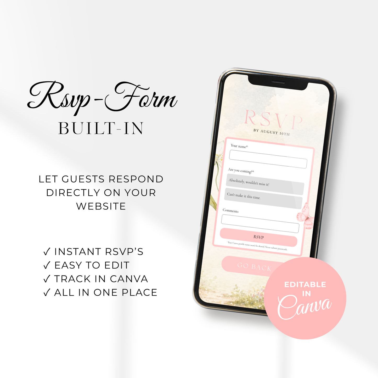 Floral Woodland Baby Shower Website Template - Editable RSVP Website BS188