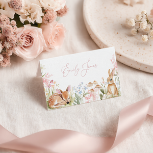 Floral Woodland Place Cards with Deer and Bunny BS188