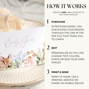 Floral Woodland Place Cards with Deer and Bunny BS188