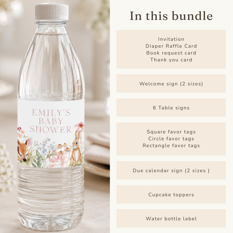 Floral Woodland Baby Shower Bundle with Deer and Bunny BS188