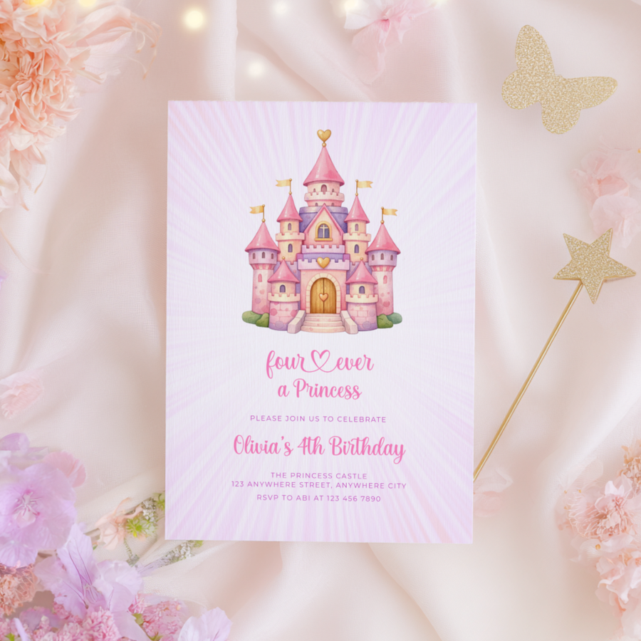 Four Ever a Princess 4th Birthday Invitation L117