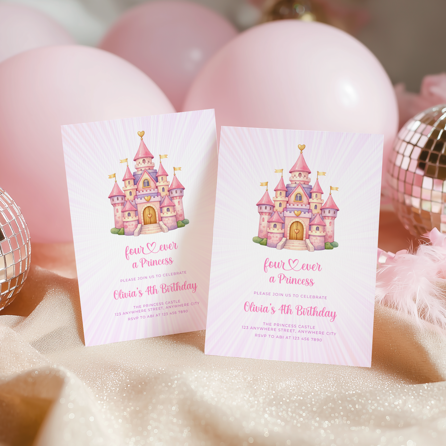 Four Ever a Princess 4th Birthday Invitation L117