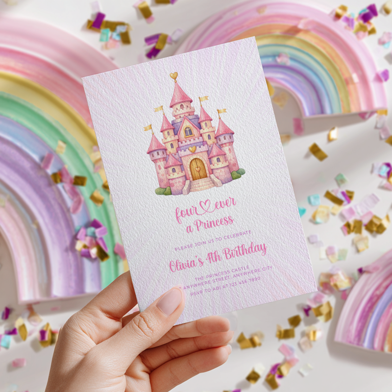 Four Ever a Princess 4th Birthday Invitation L117