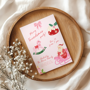 Pink Friendsmas Christmas Party Invitation Hand Drawn L50