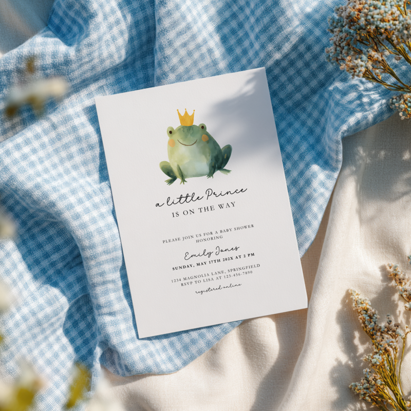A Little Prince Is On The Way Baby Shower Invitation Template BS260