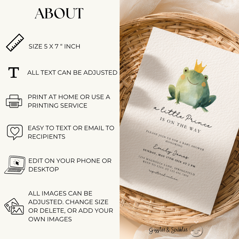 A Little Prince Is On The Way Baby Shower Invitation Template BS260