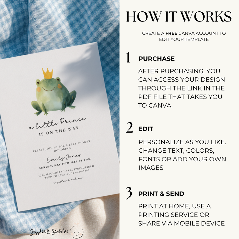 A Little Prince Is On The Way Baby Shower Invitation Template BS260
