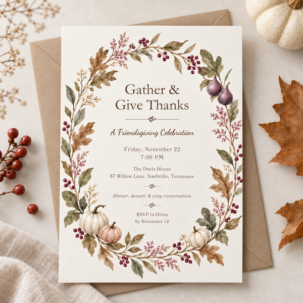 Gather & Give Thanks Thanksgiving Invitation L173