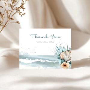 Baby Shower Invitation Bundle - Coastal Ocean Beach with Boho Shells and Palm BS139