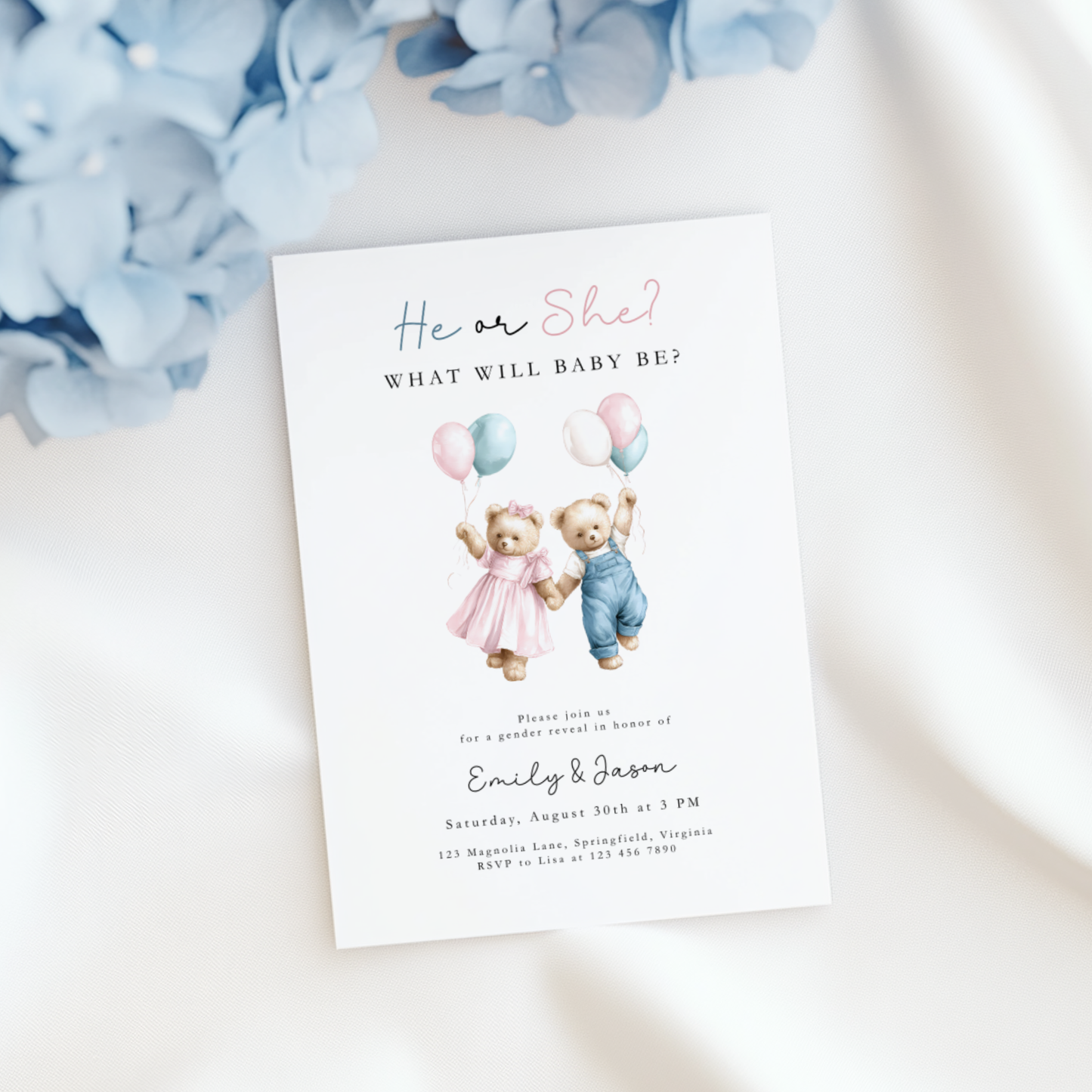 We Can Bearly Wait Gender Reveal Invitation BS280