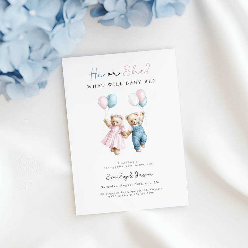 We Can Bearly Wait Gender Reveal Invitation BS280