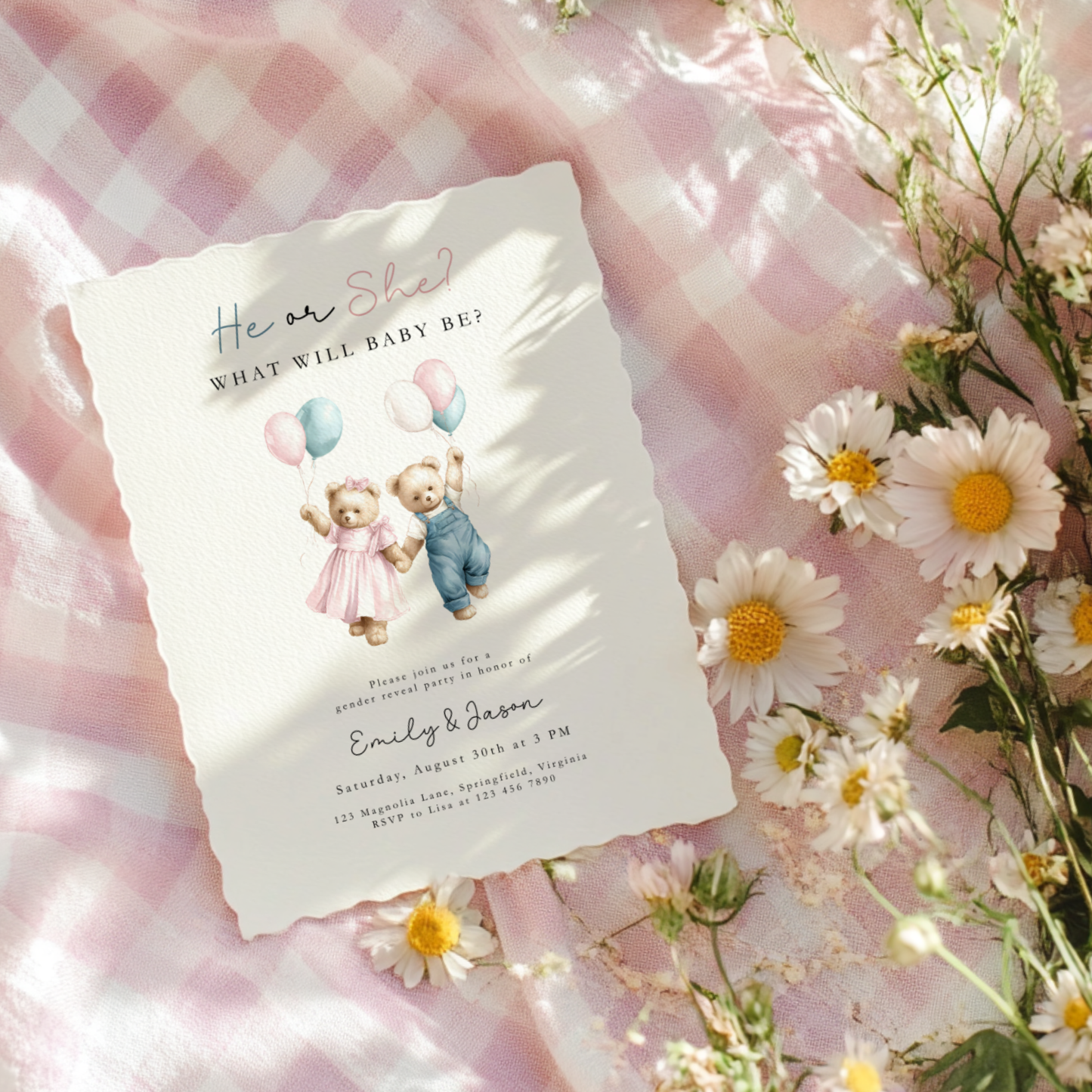 We Can Bearly Wait Gender Reveal Invitation BS280