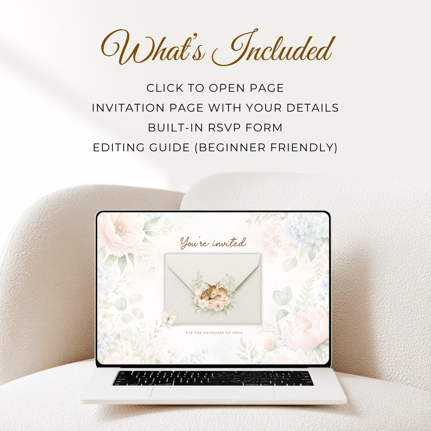 Deer Woodland Gender Reveal Website Invitation with RSVP BS261