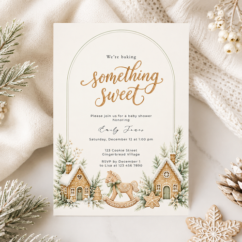 Gingerbread Winter Baby Shower Invitation BS330