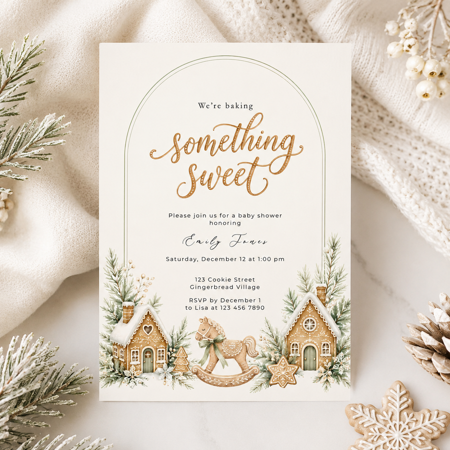 Gingerbread Winter Baby Shower Invitation BS330
