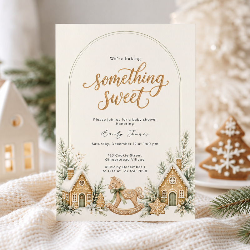 Gingerbread Winter Baby Shower Invitation BS330