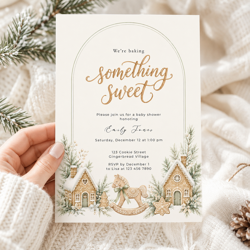 Gingerbread Winter Baby Shower Invitation BS330