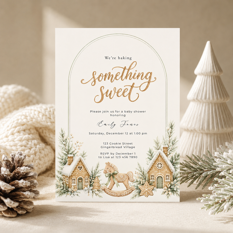 Gingerbread Winter Baby Shower Invitation BS330