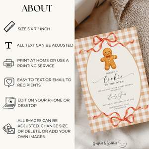 Gingerbread Cookie Christmas Baby Shower Invitation BS267