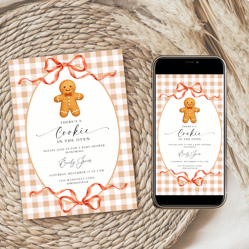 Gingerbread Cookie Christmas Baby Shower Invitation Bundle BS267