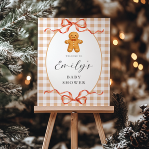 Christmas Gingerbread Cookie Baby Shower Welcome Sign BS267