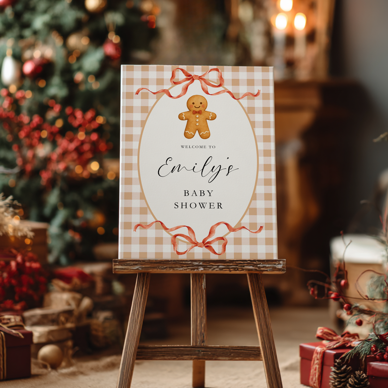 Christmas Gingerbread Cookie Baby Shower Welcome Sign BS267