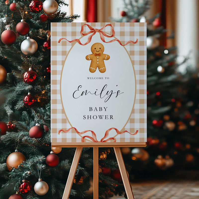 Christmas Gingerbread Cookie Baby Shower Welcome Sign BS267
