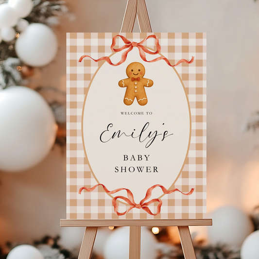 Christmas Gingerbread Cookie Baby Shower Welcome Sign BS267