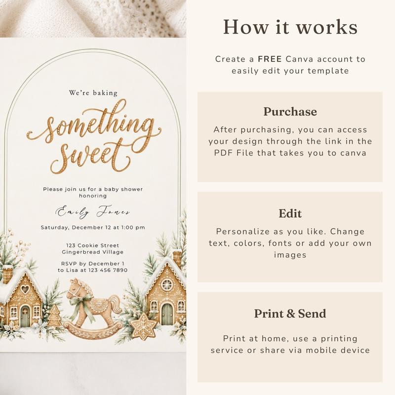 Gingerbread Winter Baby Shower Invitation BS330