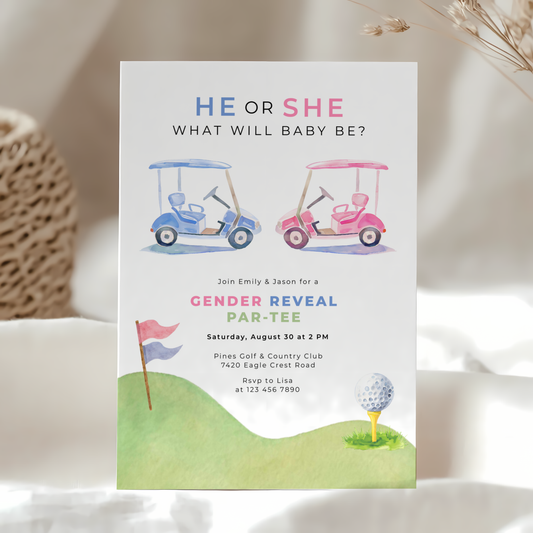 Golf Gender Reveal Par-Tee Invitation BS282