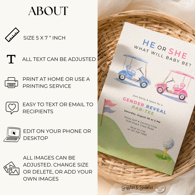 Golf Gender Reveal Par-Tee Invitation BS282