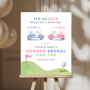 Golf Gender Reveal Par-Tee Welcome Sign BS282