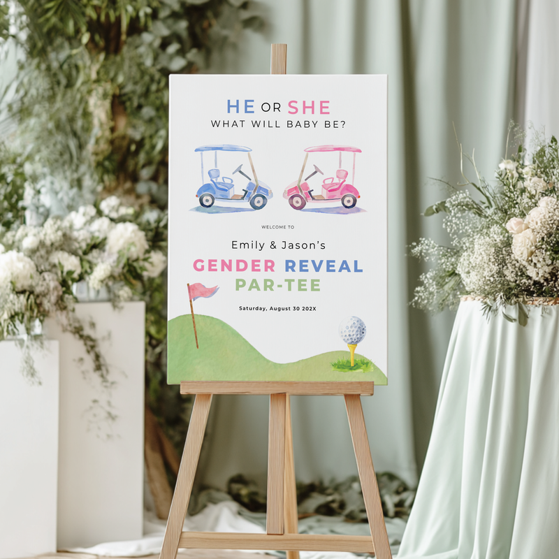Golf Gender Reveal Par-Tee Welcome Sign BS282