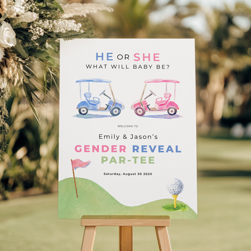 Golf Gender Reveal Par-Tee Welcome Sign BS282