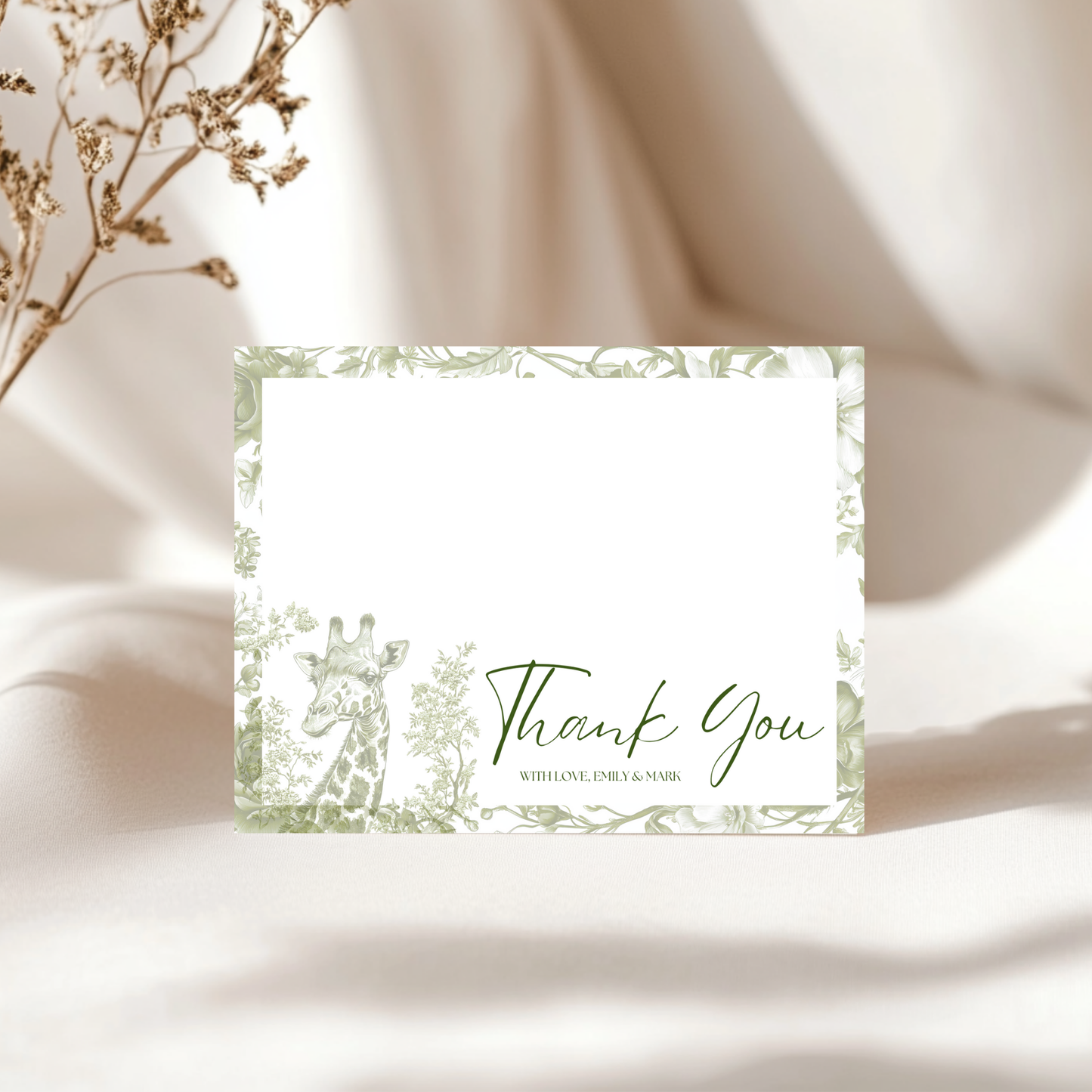 Baby Shower Invitation Bundle - Green Safari Chinoiserie Giraffe BS21