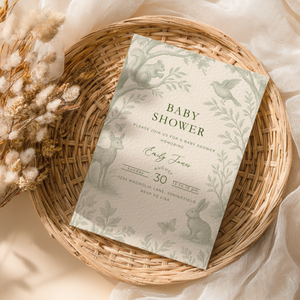 Green Woodland Baby Shower Invitation BS255