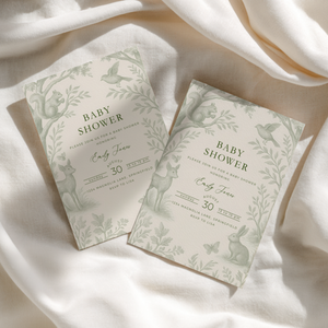 Green Woodland Baby Shower Invitation BS255