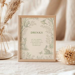 Green Woodland Baby Shower Table Signs Bundle BS255