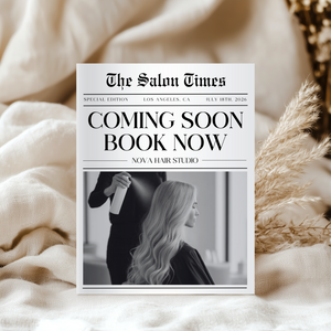 Editable Hair Business Newspaper Template Coming Soon L63