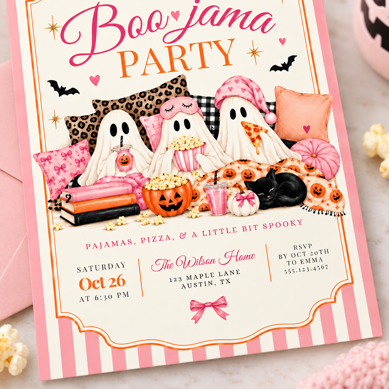 Boo-Jama Halloween Pajama Party Invitation L171