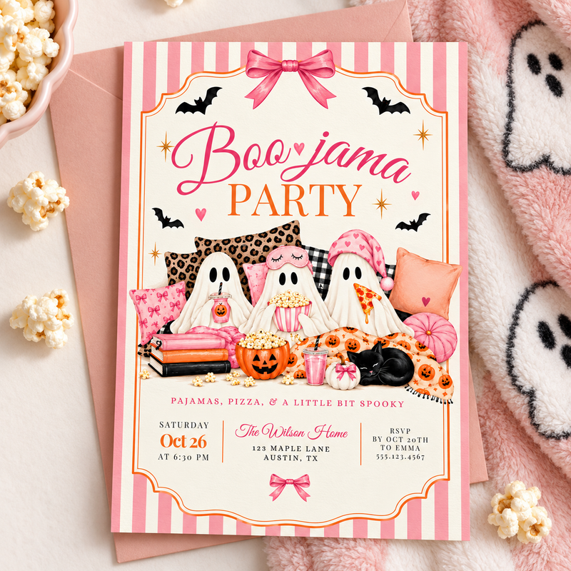 Boo-Jama Halloween Pajama Party Invitation L171